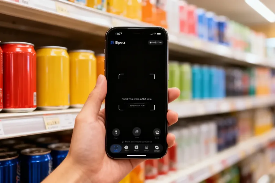 Bipora QR scanner on an iPhone